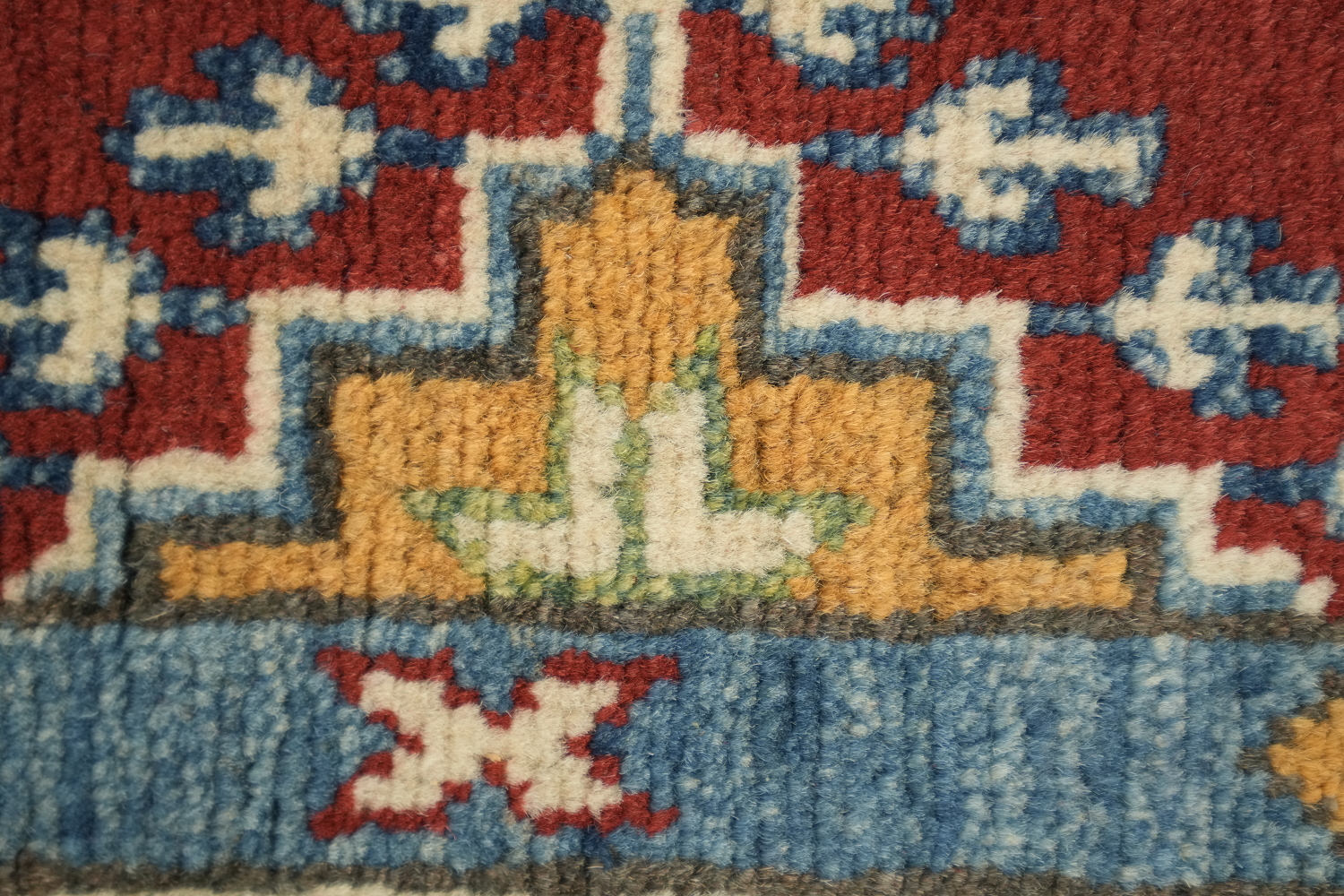 Geometric Kazak Handmade Runner Rug 3x16