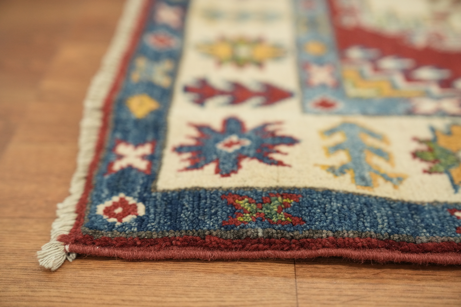 Geometric Kazak Handmade Runner Rug 3x16