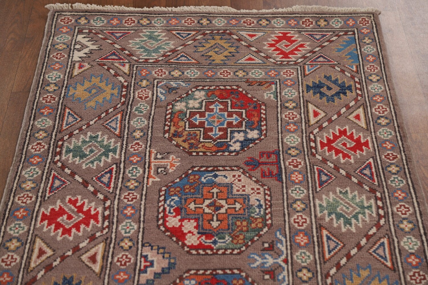 Handmade Kazak Oriental Runner Rug 3x8