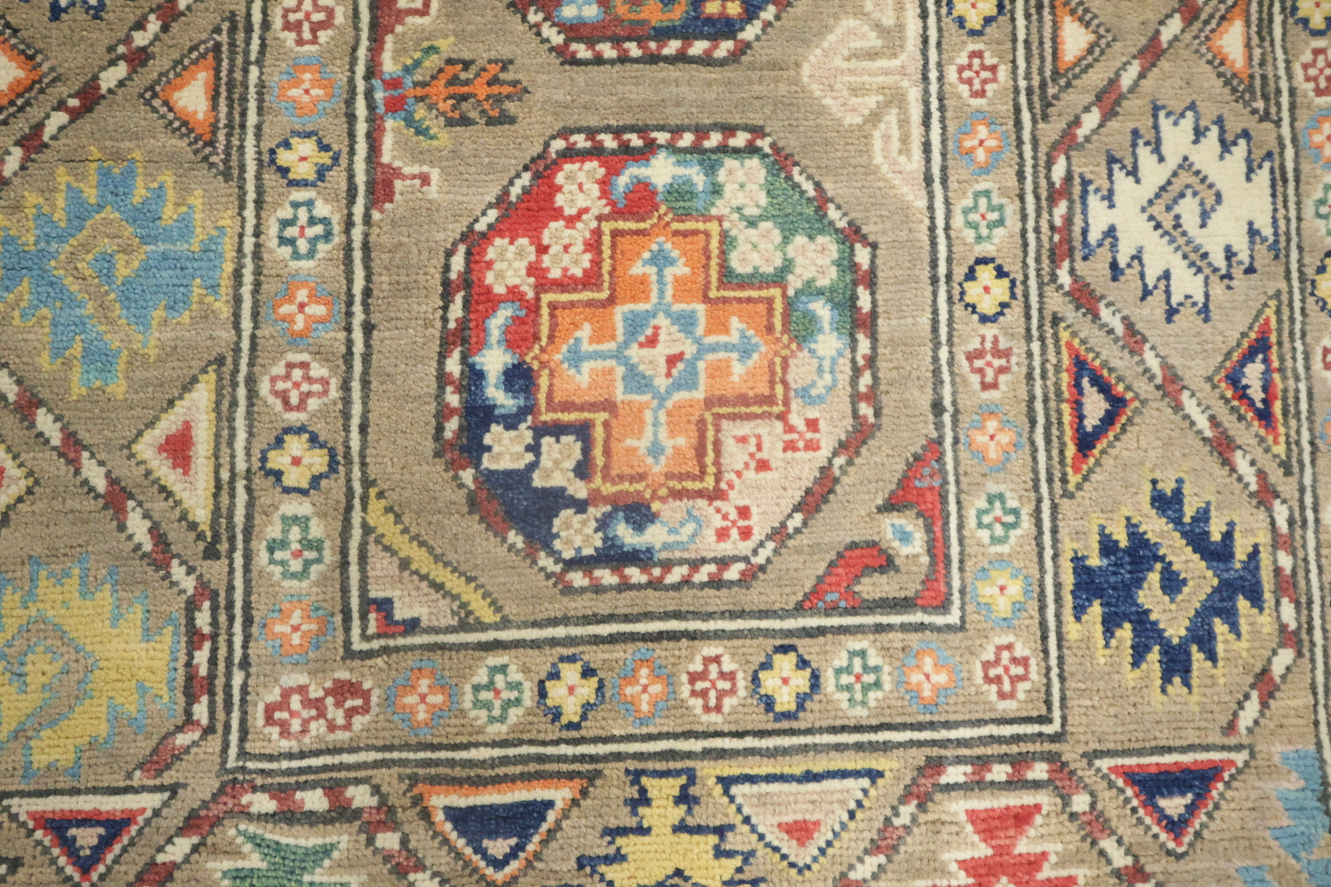 Brown Wool Kazak Oriental Runner Rug 3x9