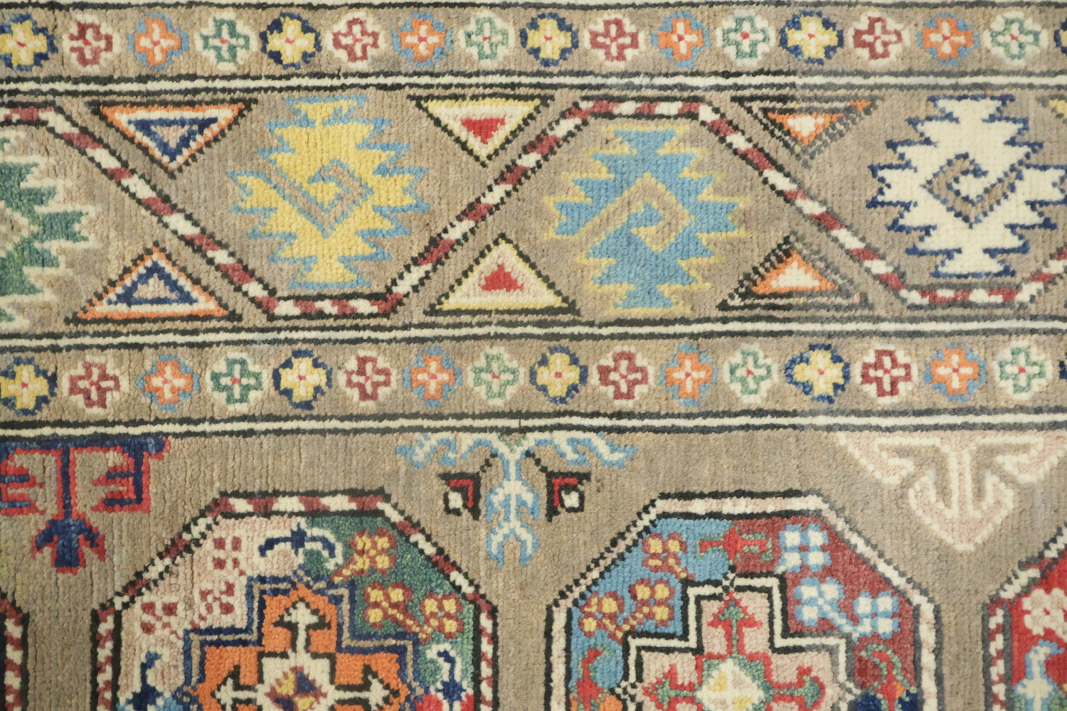 Brown Wool Kazak Oriental Runner Rug 3x9