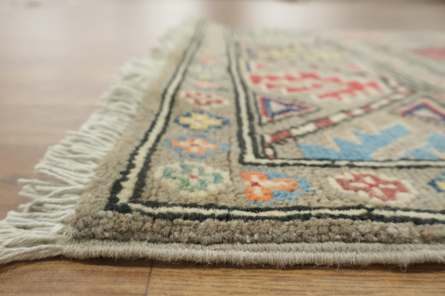 Brown Wool Kazak Oriental Runner Rug 3x9