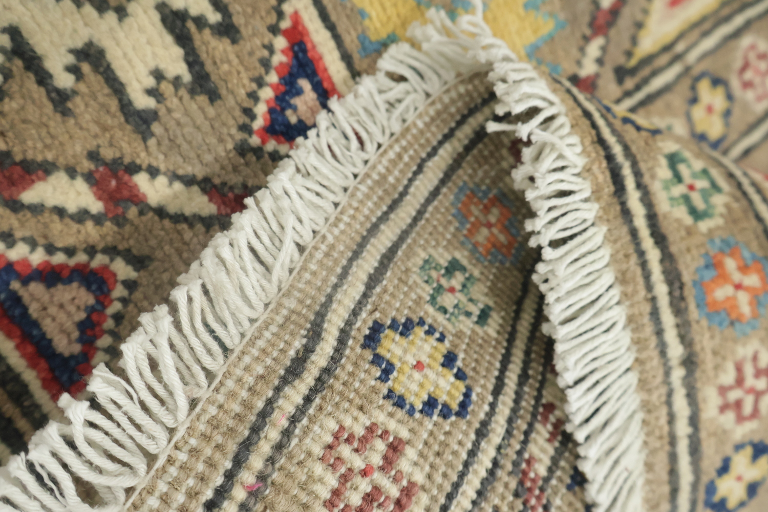 Brown Wool Kazak Oriental Runner Rug 3x9