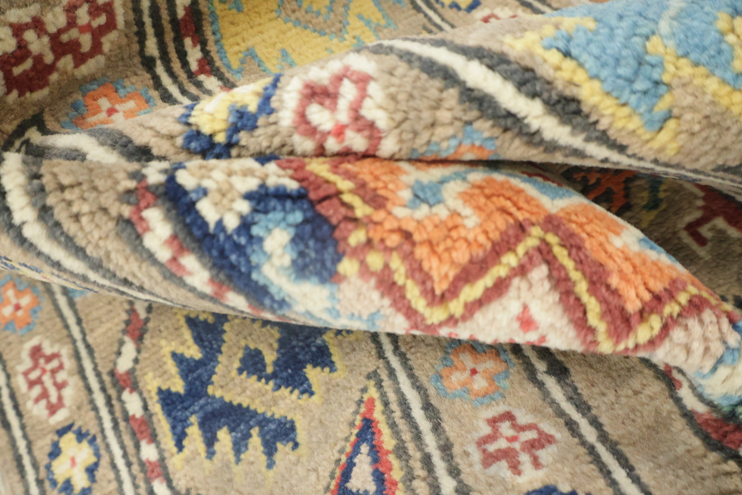 Brown Wool Kazak Oriental Runner Rug 3x9