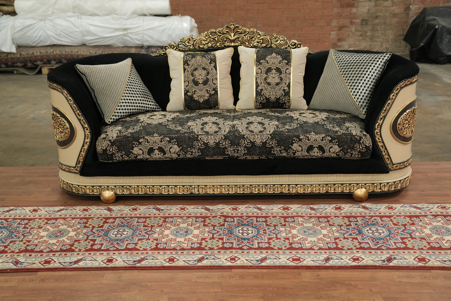 Handmade Kazak Geometric Runner Rug 3x19