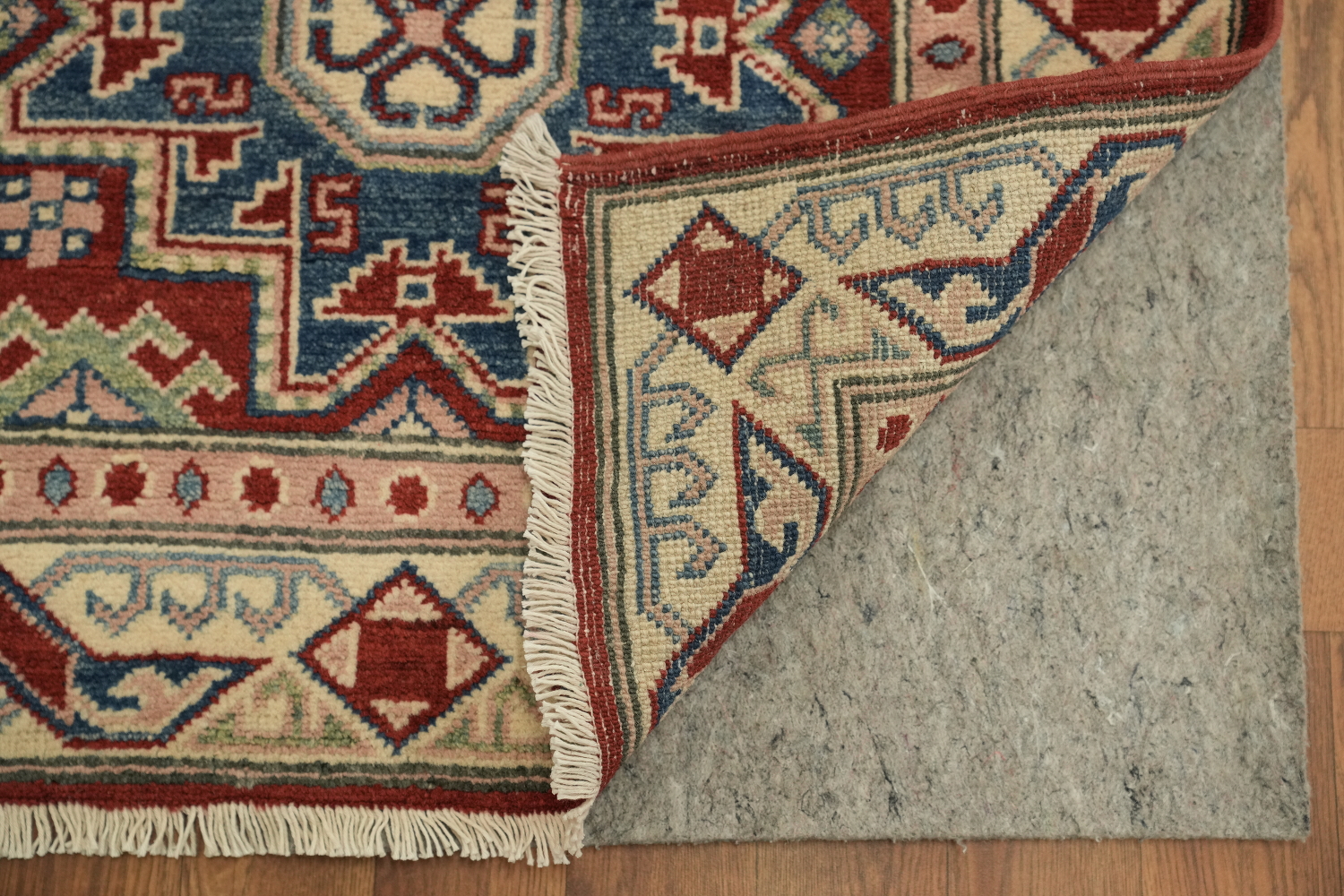 Handmade Kazak Geometric Runner Rug 3x19