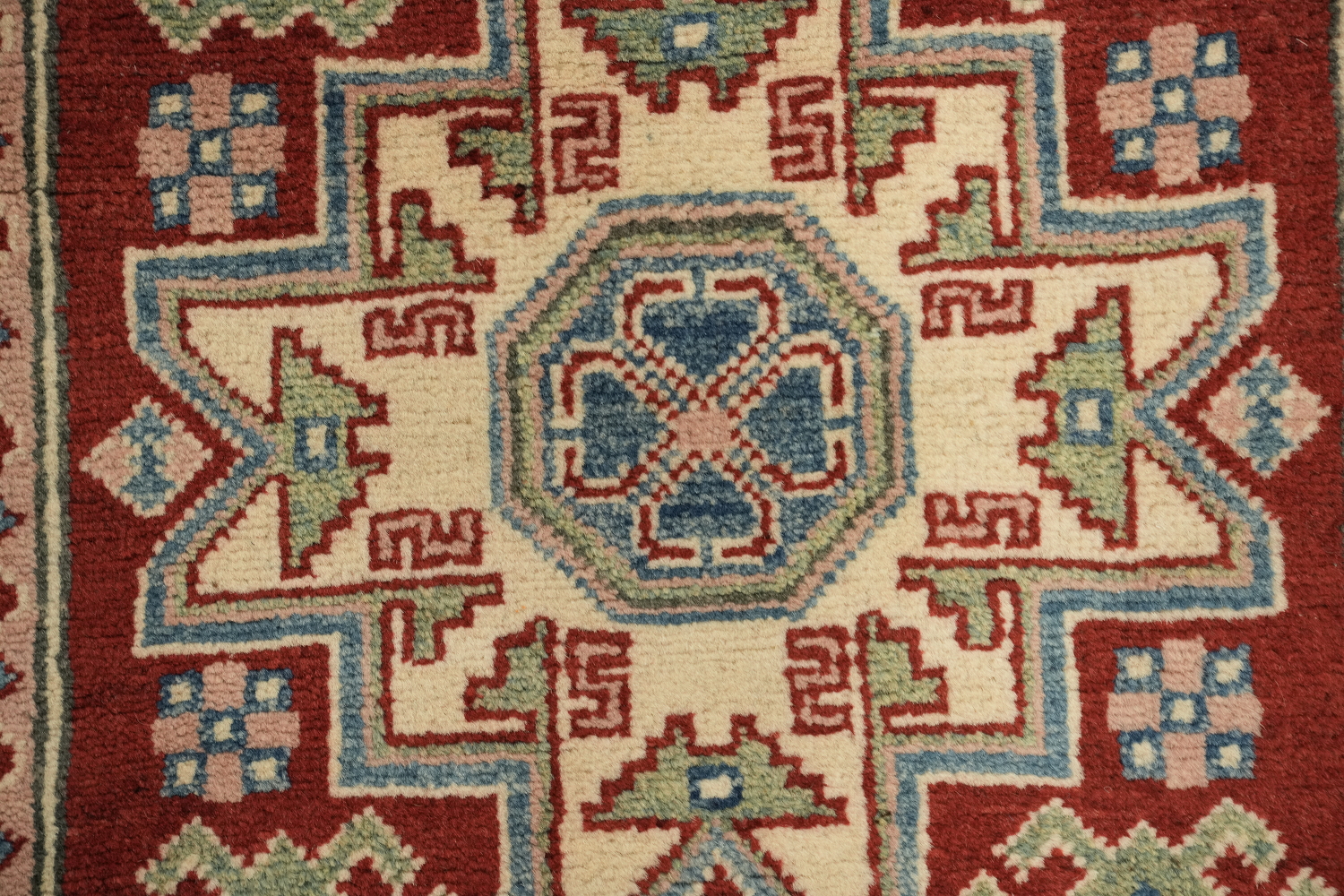 Handmade Kazak Geometric Runner Rug 3x19