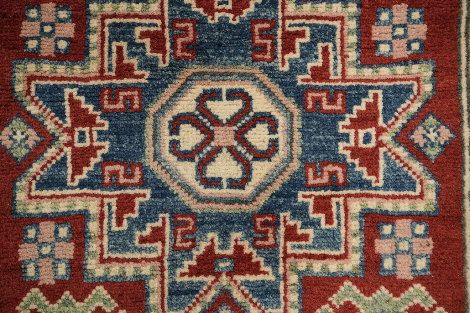Handmade Kazak Geometric Runner Rug 3x19