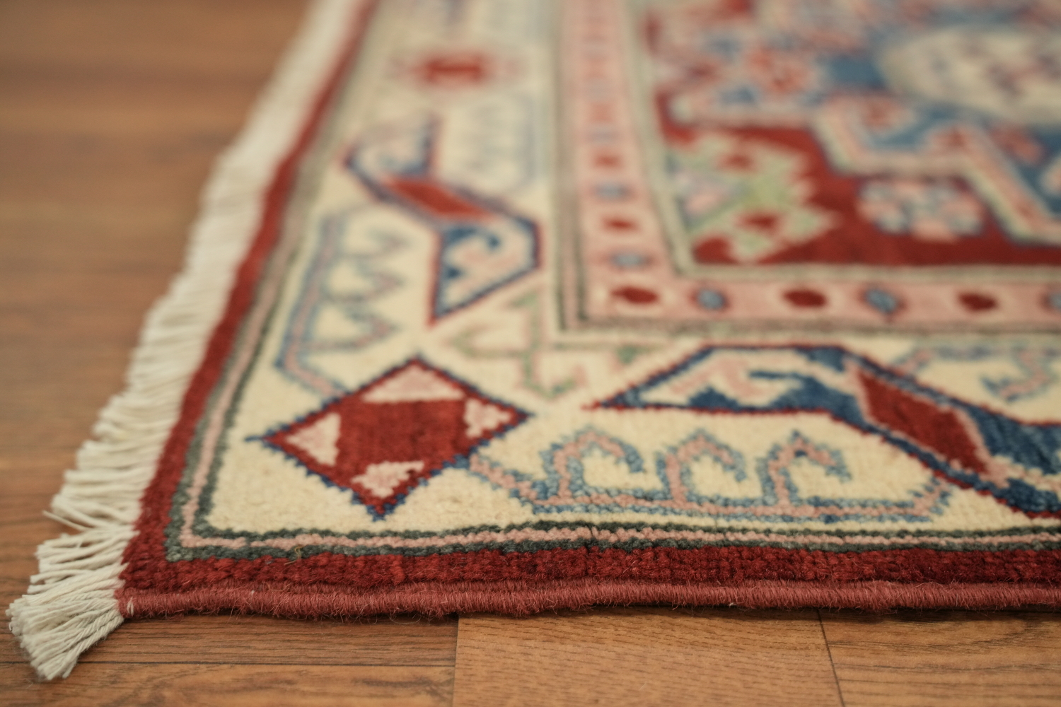 Handmade Kazak Geometric Runner Rug 3x19