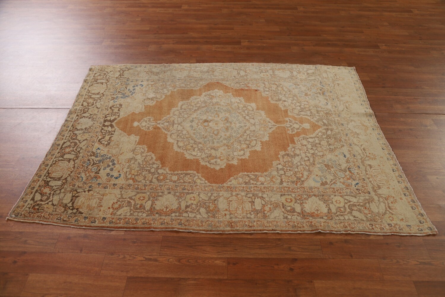 Pre-1900 Antique Tabriz Haj Jalili Vegetable Dye Persian Rug 4x5