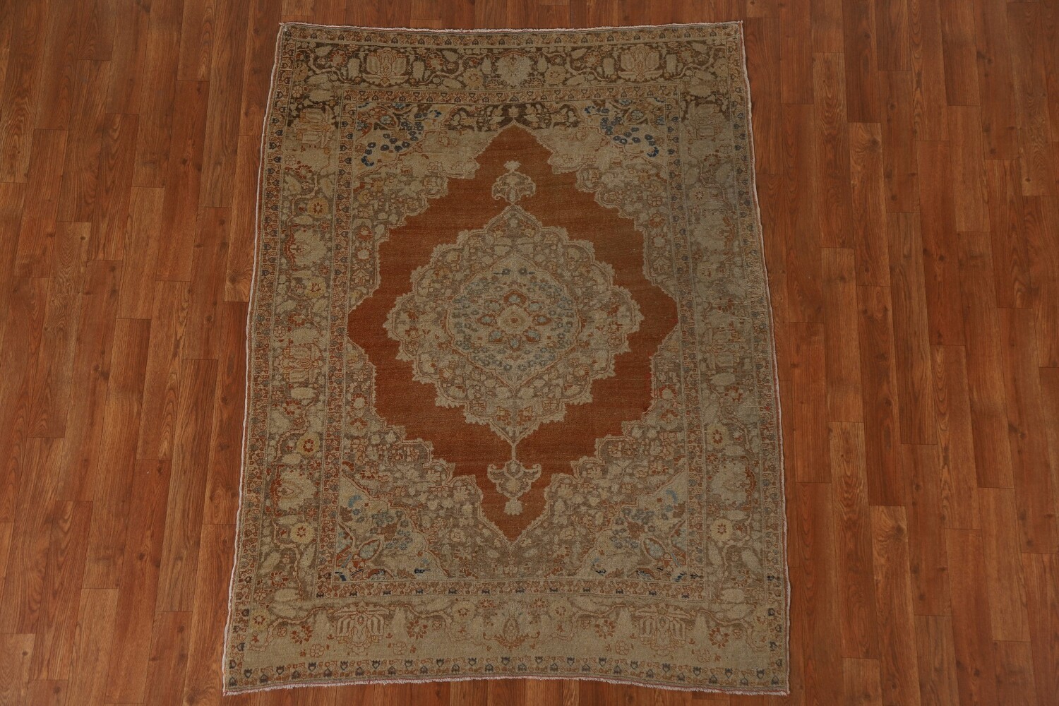 Pre-1900 Antique Tabriz Haj Jalili Vegetable Dye Persian Rug 4x5