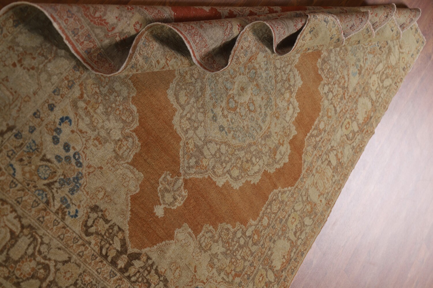 Pre-1900 Antique Tabriz Haj Jalili Vegetable Dye Persian Rug 4x5