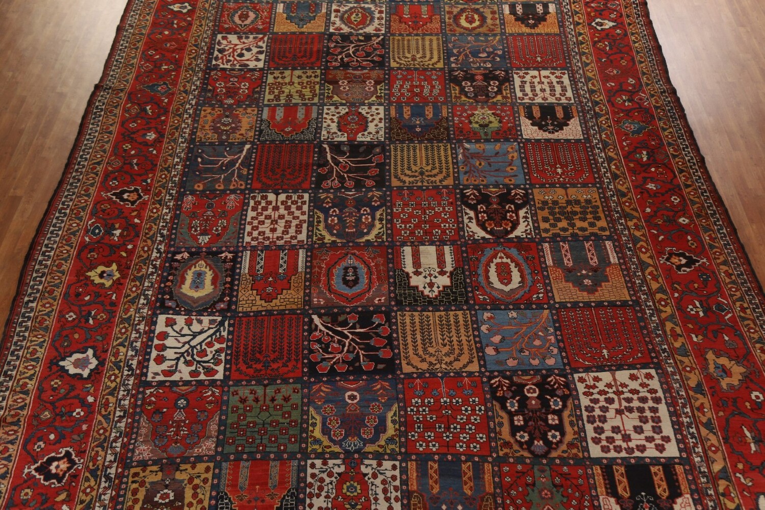 Pre-1900 Antique Bakhtiari Shalamzar Vegetable Dye Persian Rug 13x20