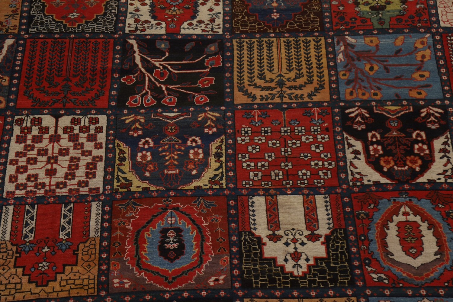 Pre-1900 Antique Bakhtiari Shalamzar Vegetable Dye Persian Rug 13x20