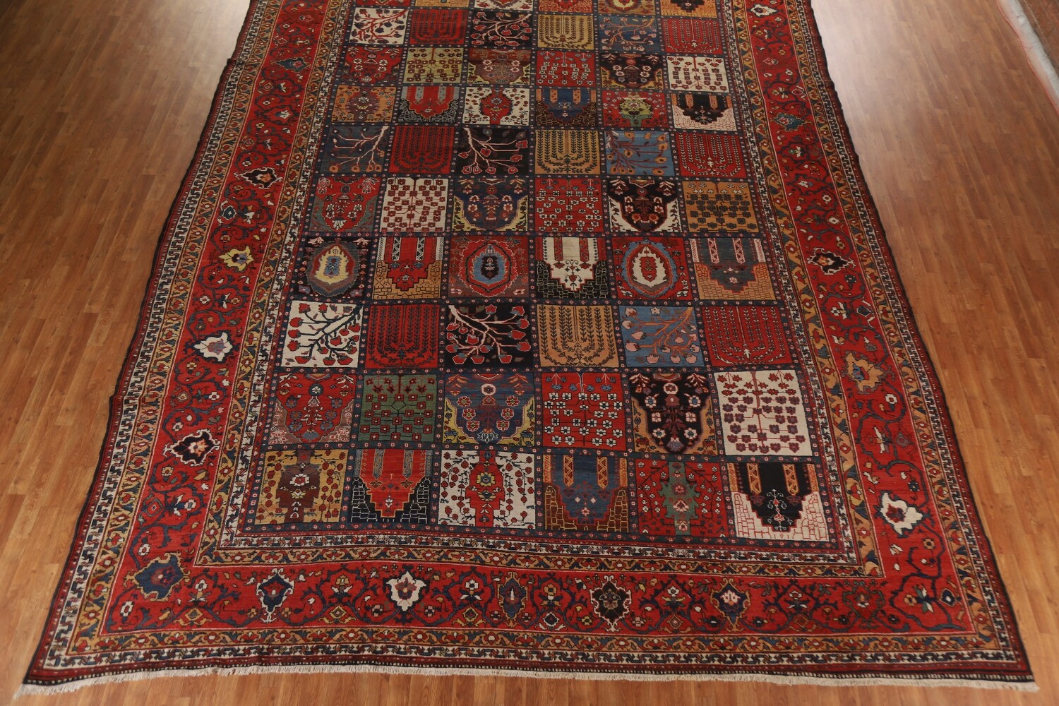Pre-1900 Antique Bakhtiari Shalamzar Vegetable Dye Persian Rug 13x20