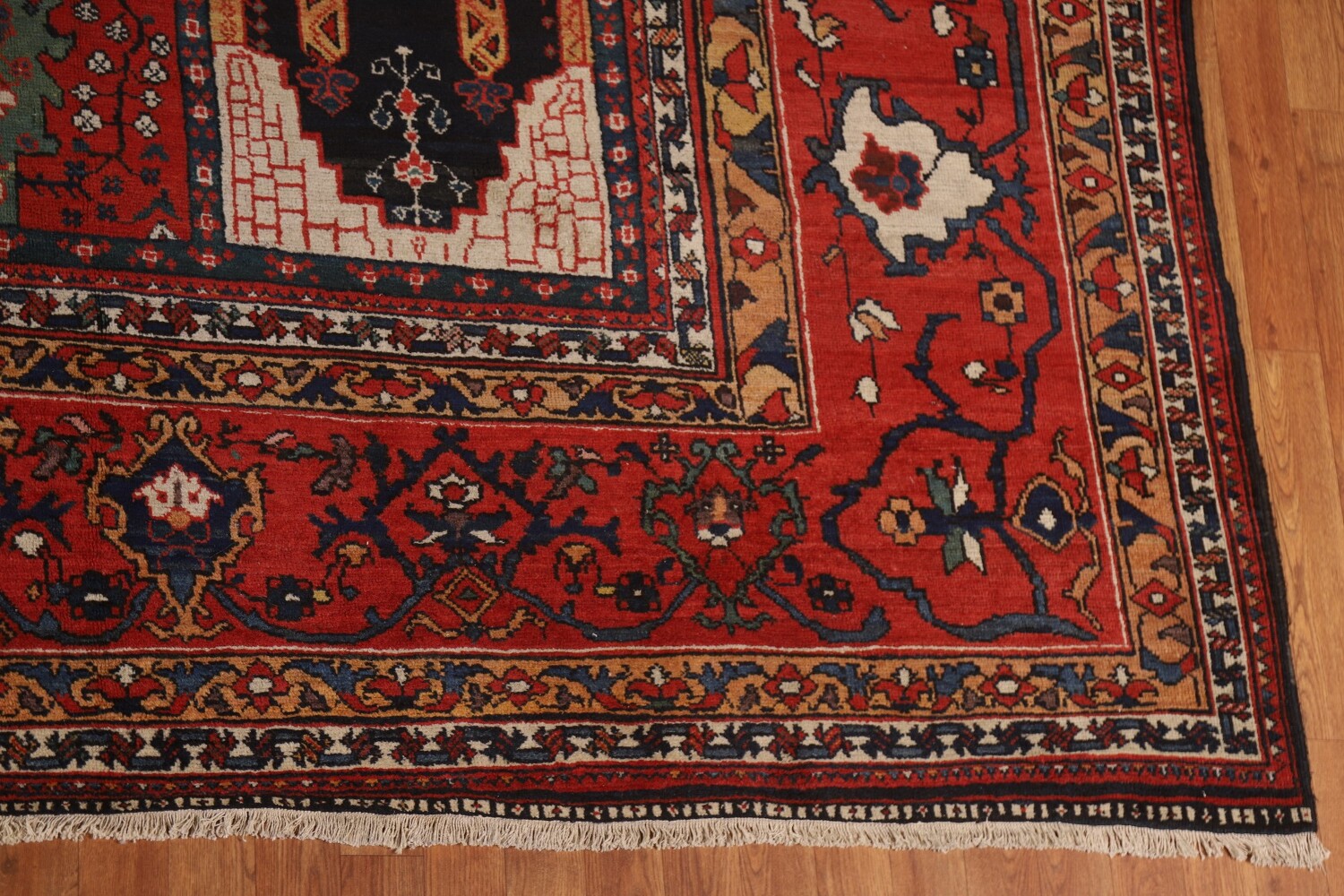 Pre-1900 Antique Bakhtiari Shalamzar Vegetable Dye Persian Rug 13x20