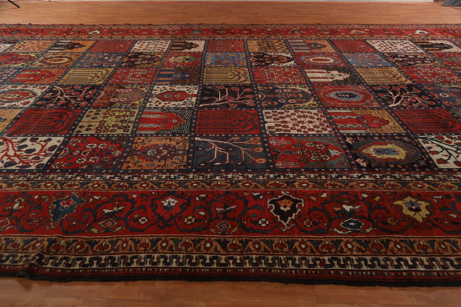 Pre-1900 Antique Bakhtiari Shalamzar Vegetable Dye Persian Rug 13x20