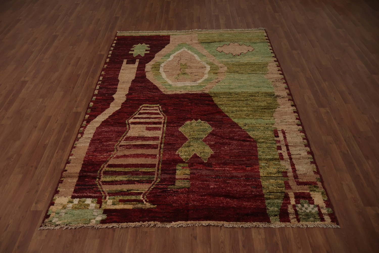 Earthy Toned Moroccan Area Rug 6x9 with Bold Geometric Design