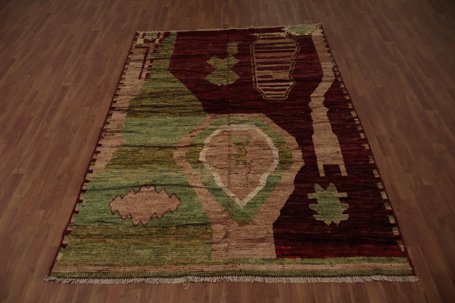 Earthy Toned Moroccan Area Rug 6x9 with Bold Geometric Design