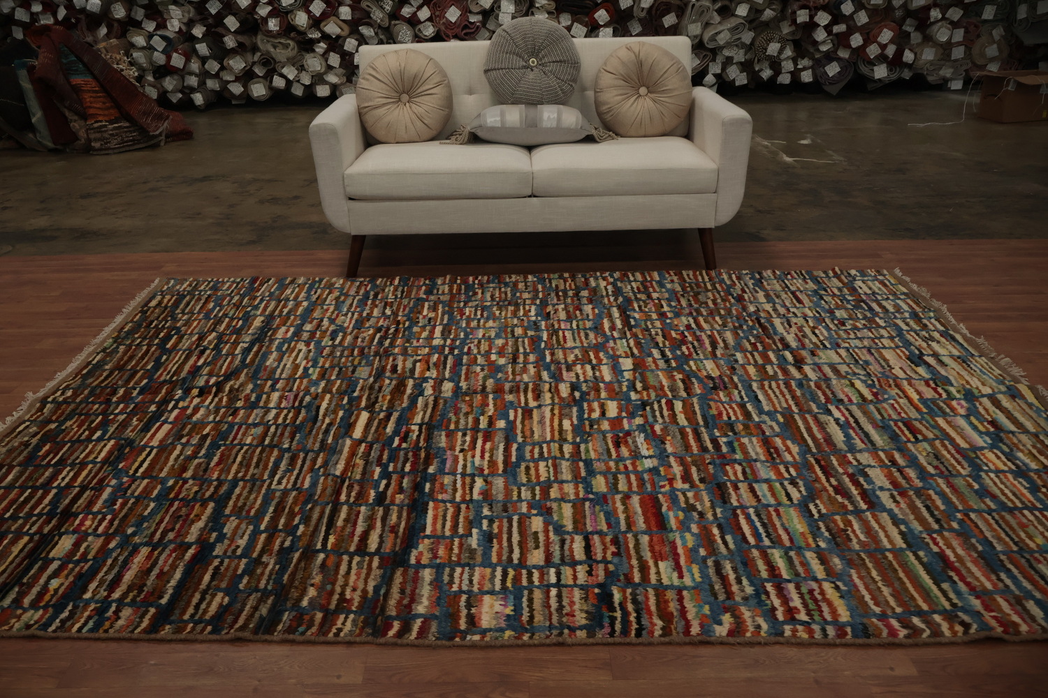 Stone Pattern Moroccan Area Rug 7x10 for Contemporary Homes