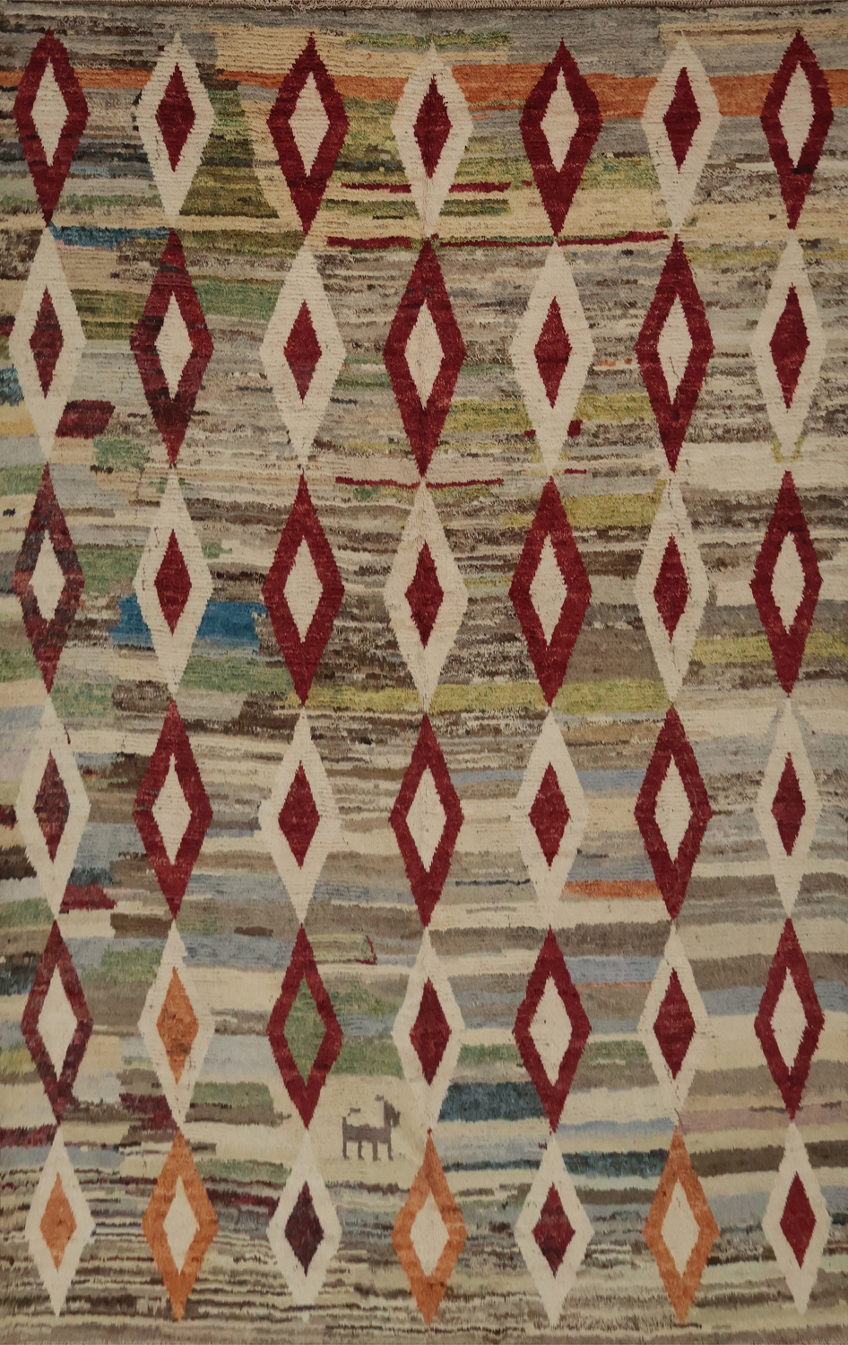Colorful Moroccan Large Area Rug 10x14 with Bold Diamond Accents