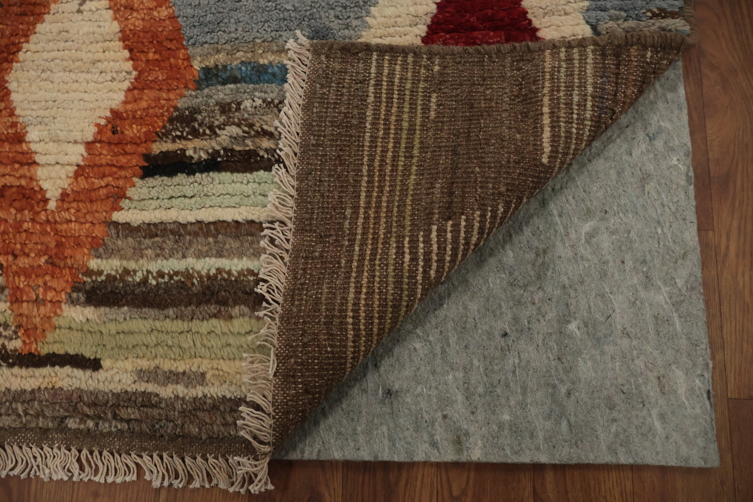 Colorful Moroccan Large Area Rug 10x14 with Bold Diamond Accents