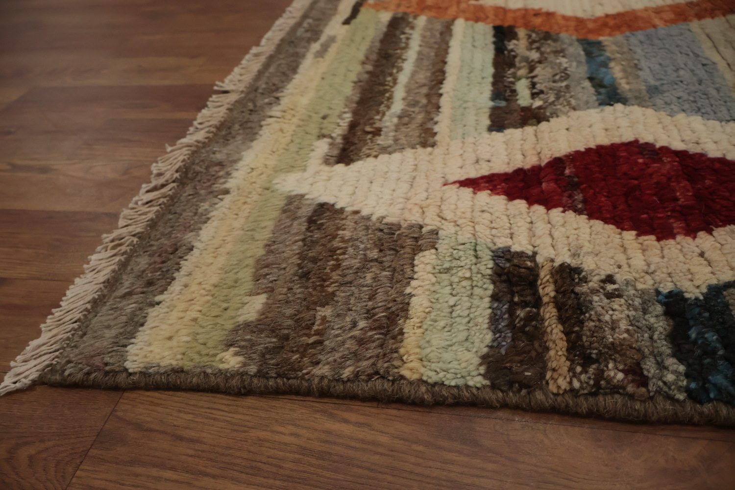 Colorful Moroccan Large Area Rug 10x14 with Bold Diamond Accents