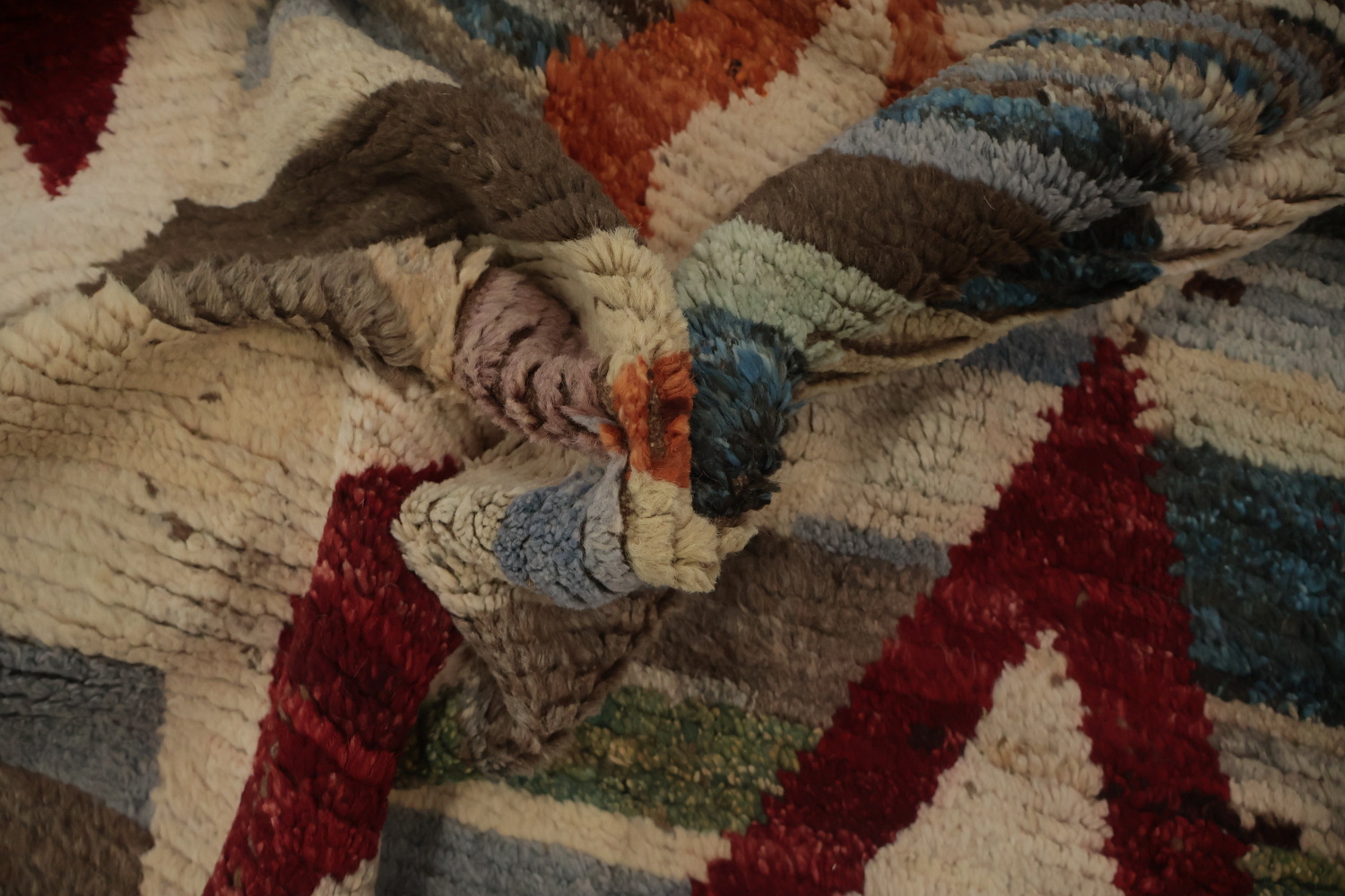 Colorful Moroccan Large Area Rug 10x14 with Bold Diamond Accents