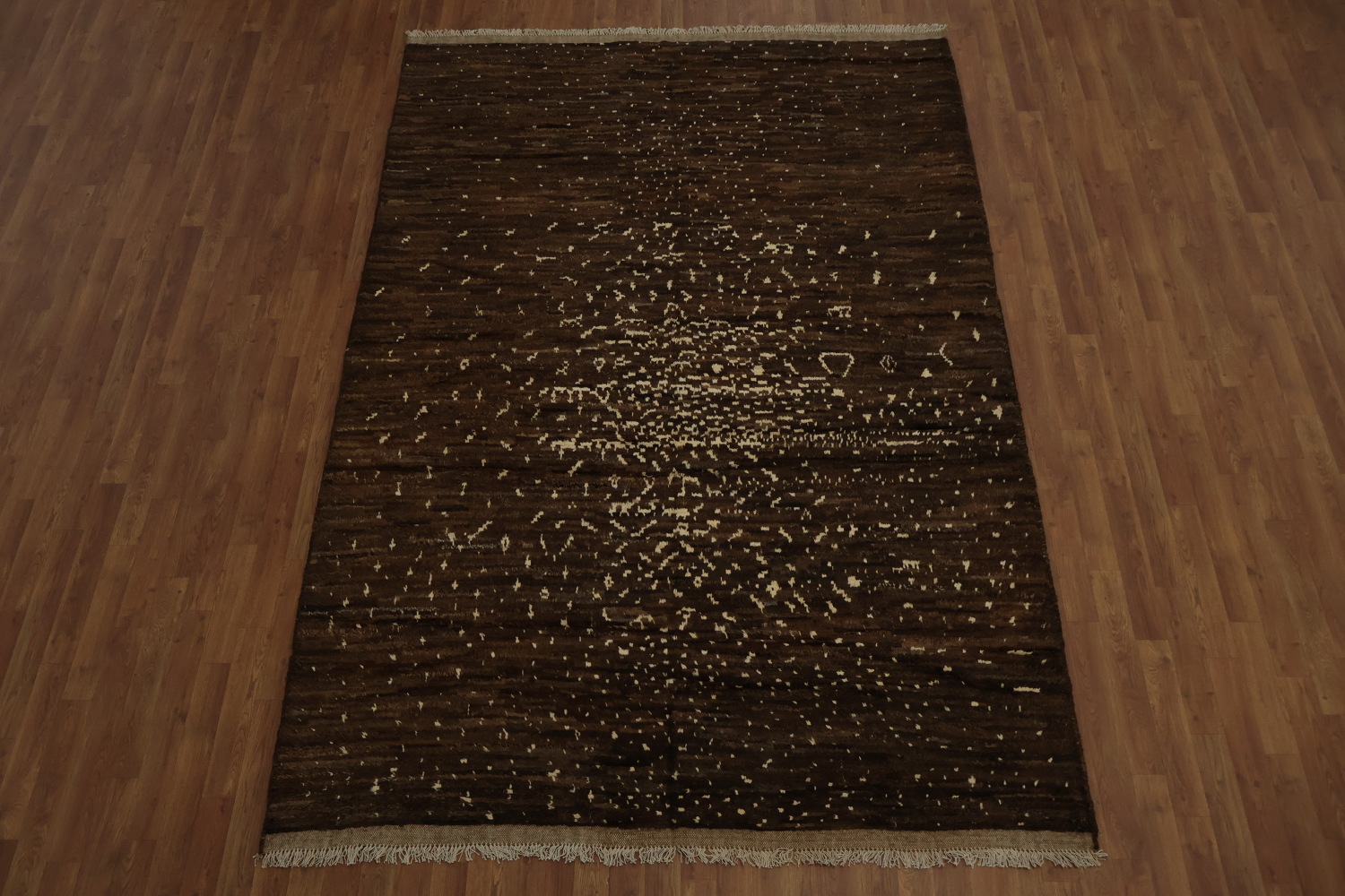 Luxurious Dark Toned Moroccan Area Rug 7x10 with Abstract Pattern