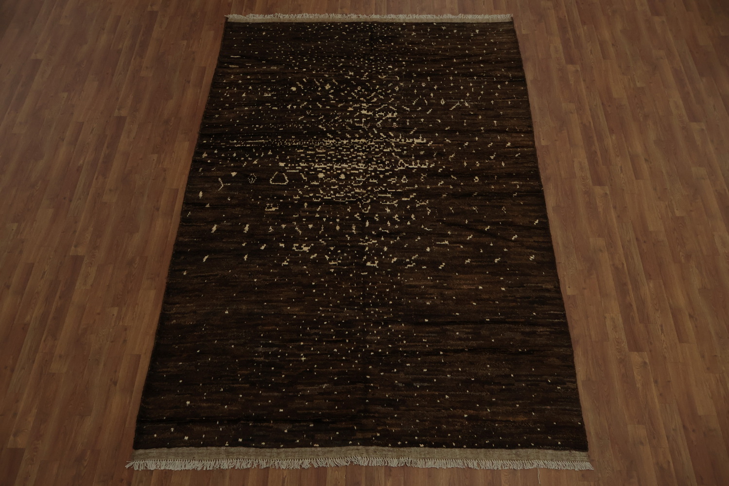 Luxurious Dark Toned Moroccan Area Rug 7x10 with Abstract Pattern