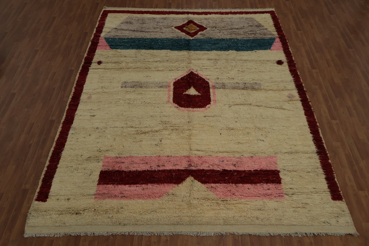 Soft Wool Moroccan Large Area Rug 10x14 with Geometric Elegance