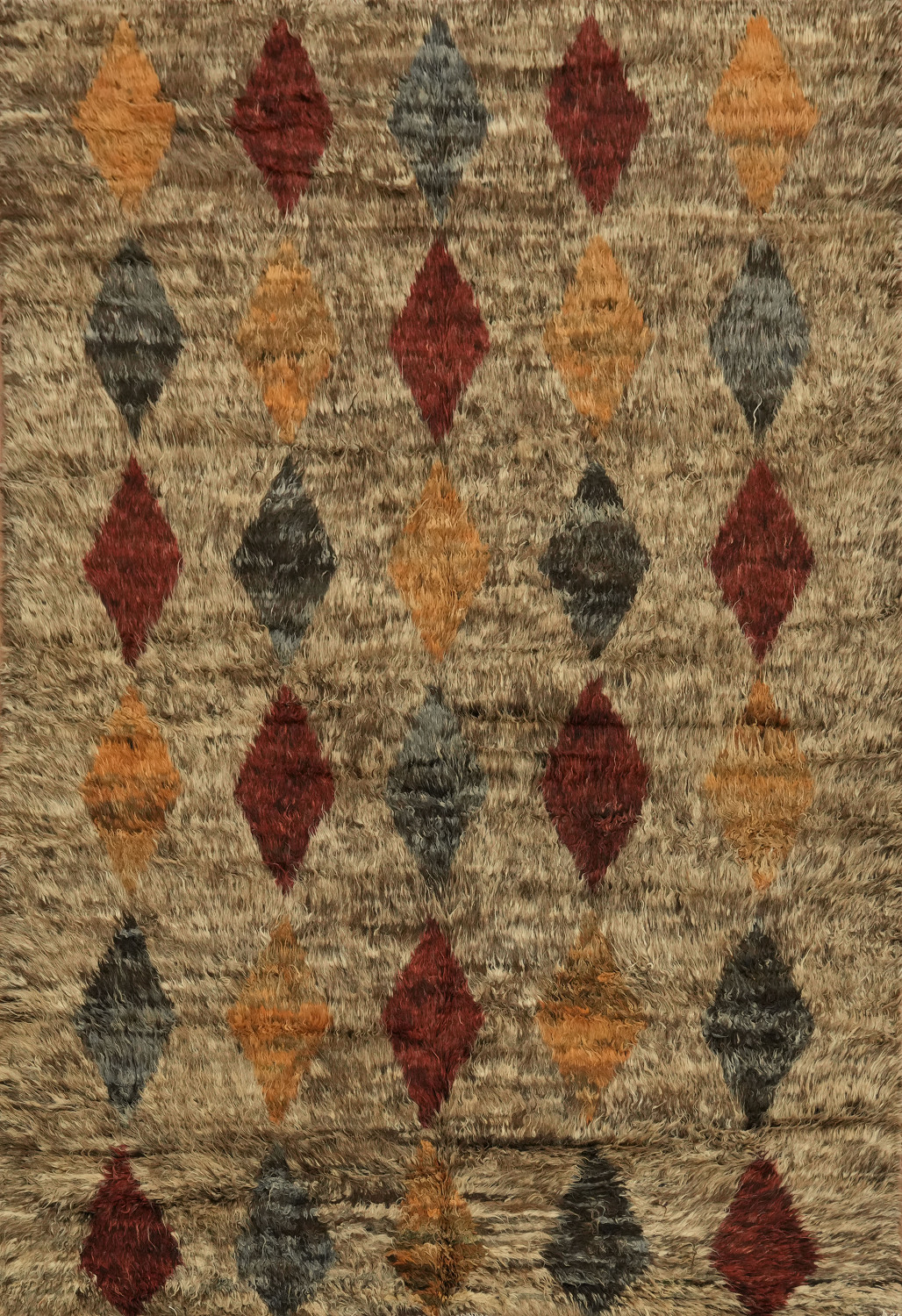 Bohemian Earth Tone Rug Featuring Classic Diamond Design 6x9