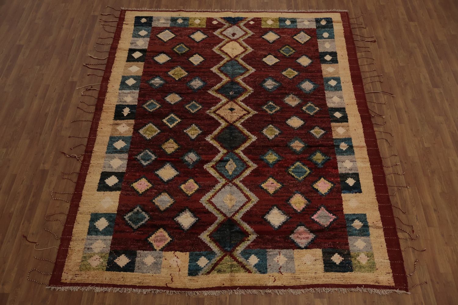 Artisan Elegance: Multi-Color Diamond Moroccan Area Rug 8x10