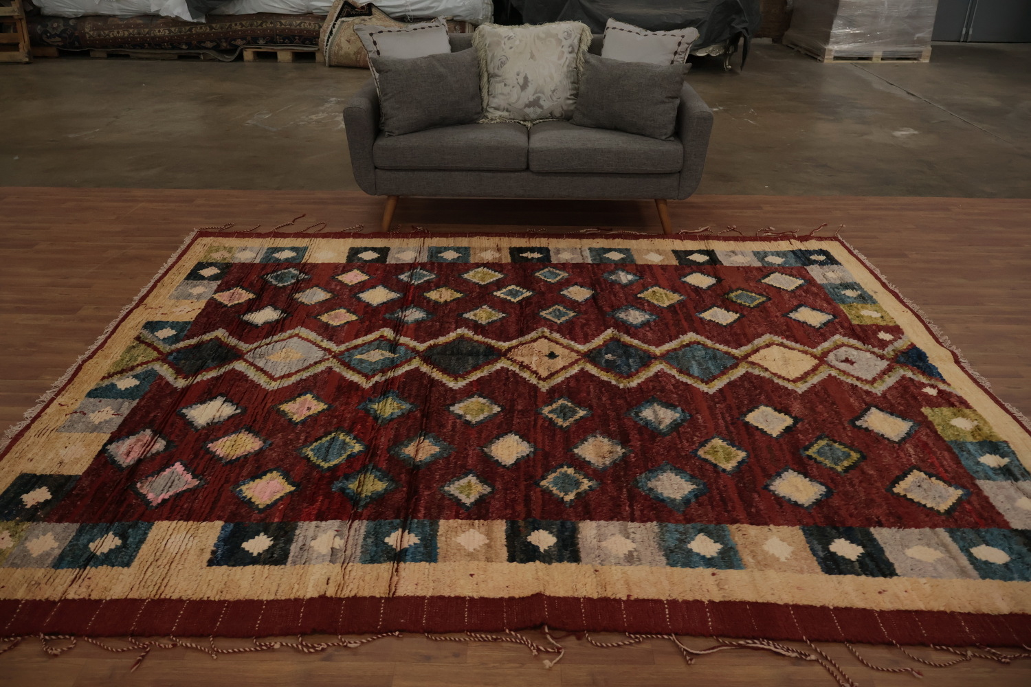 Artisan Elegance: Multi-Color Diamond Moroccan Area Rug 8x10