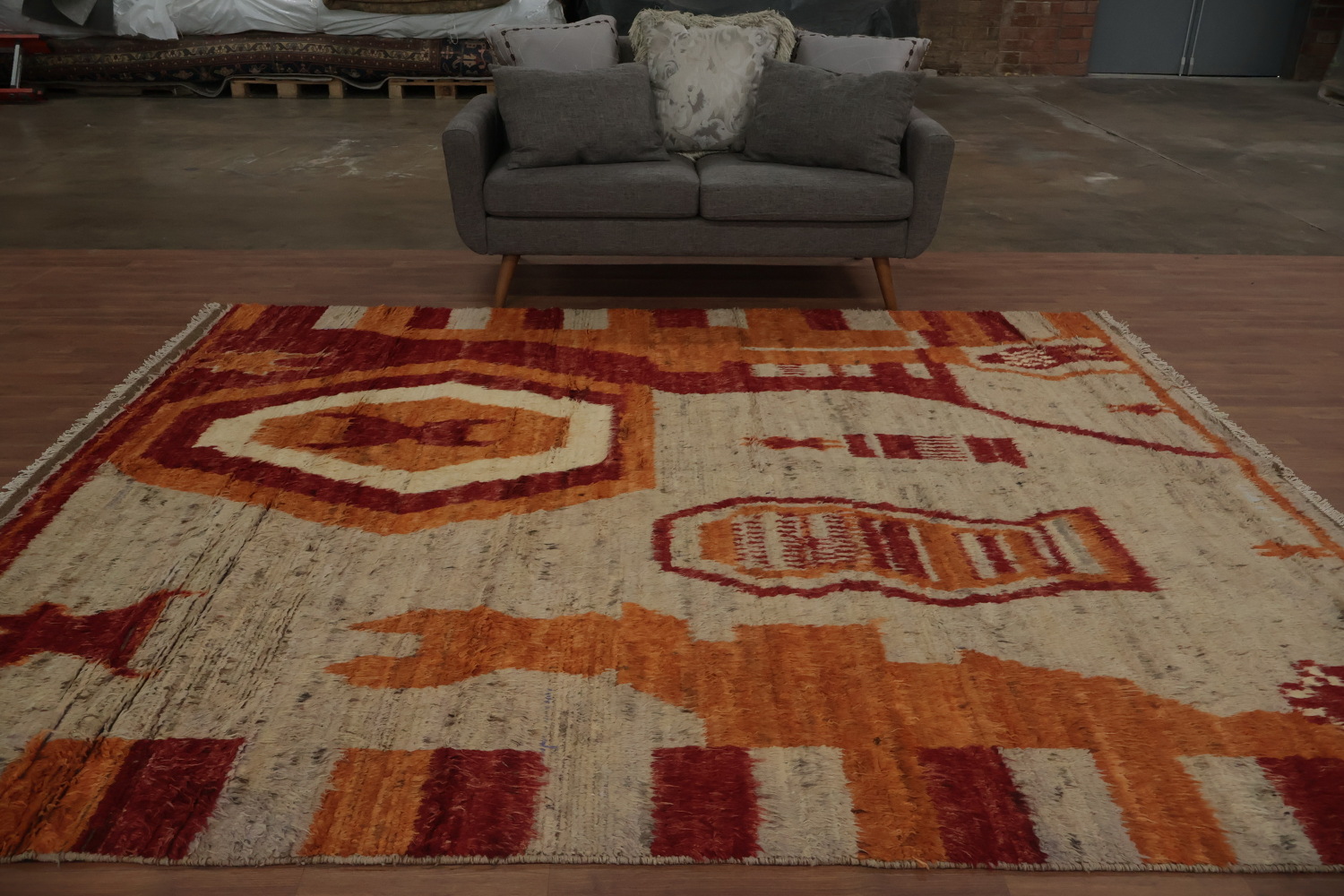Rustic Moroccan Area Rug 8x10 with Bohemian Tribal Elements