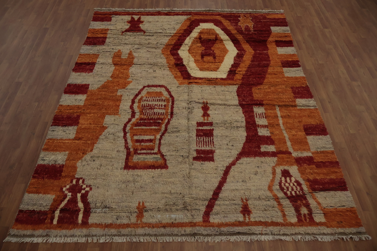 Rustic Moroccan Area Rug 8x10 with Bohemian Tribal Elements