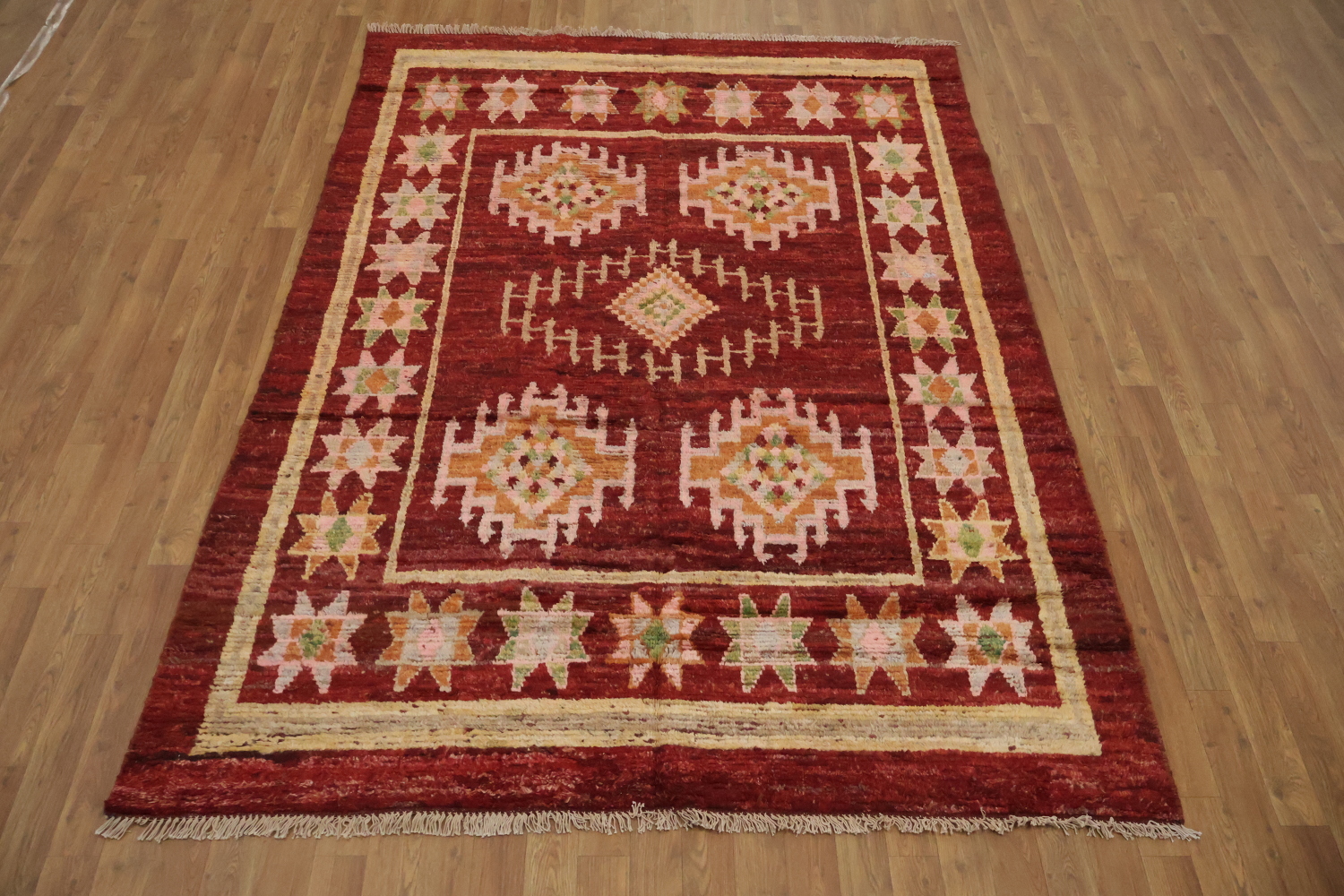 Red Moroccan Oriental Area Rug 6x8