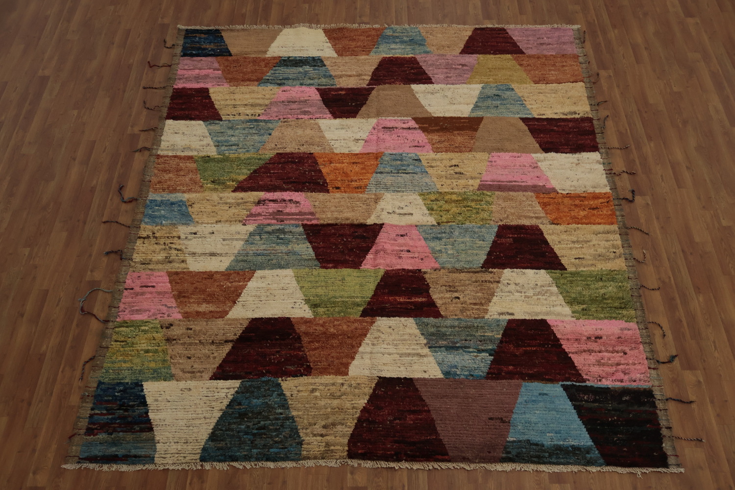 Vibrant Square Multi-Toned Geometric Moroccan Area Rug 9x9