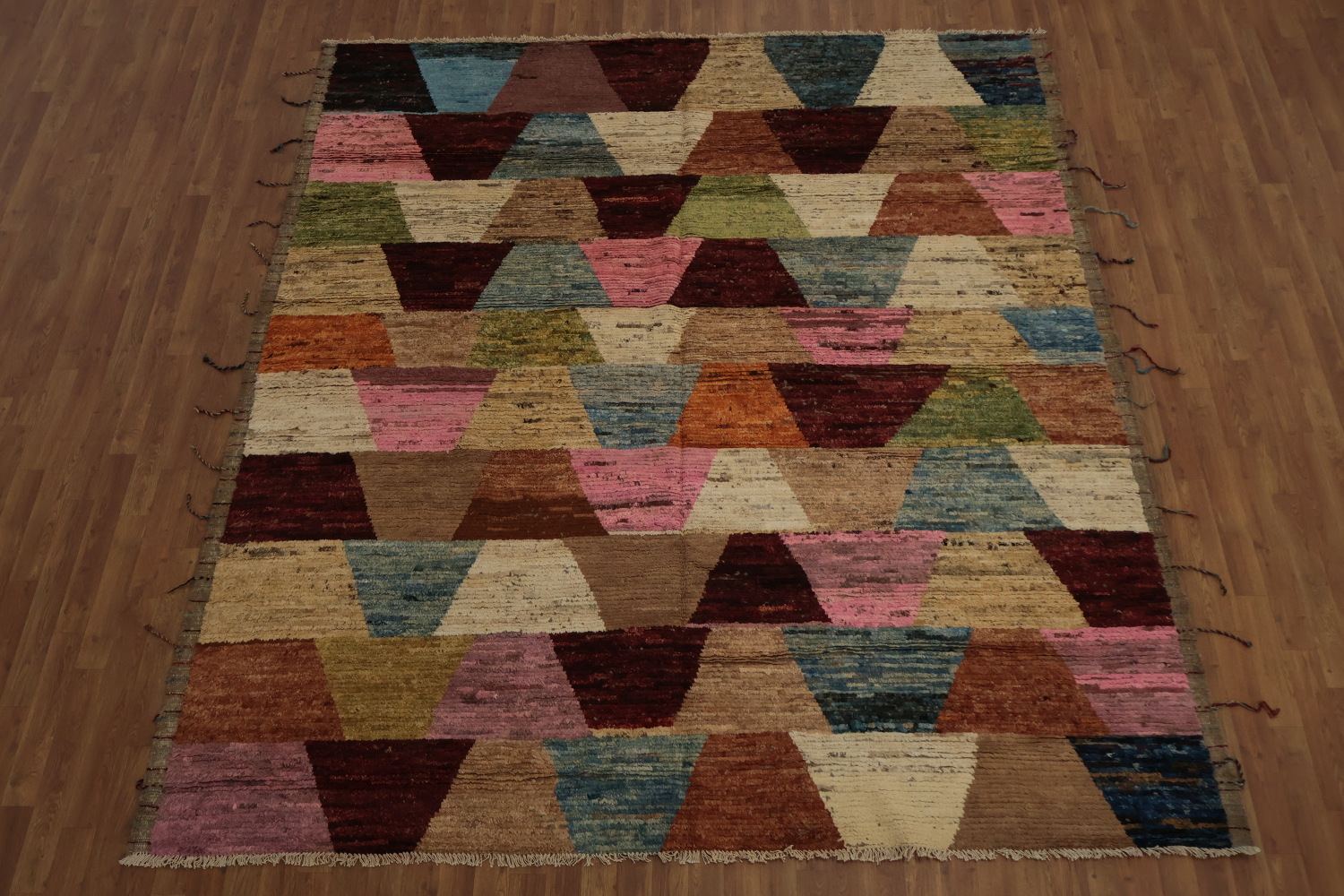 Vibrant Square Multi-Toned Geometric Moroccan Area Rug 9x9