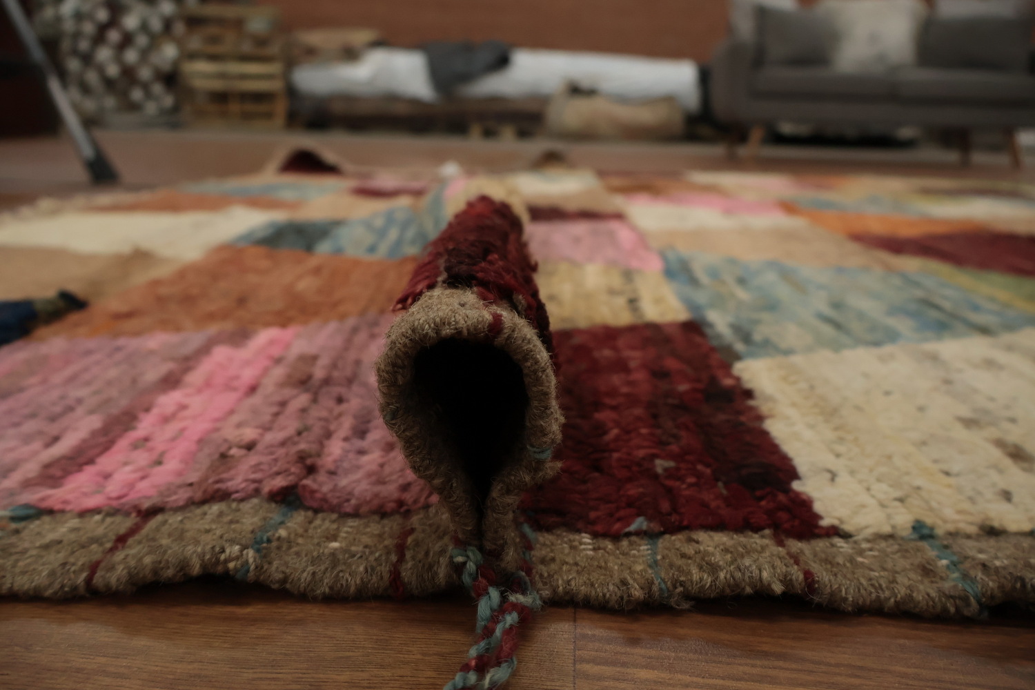 Vibrant Square Multi-Toned Geometric Moroccan Area Rug 9x9