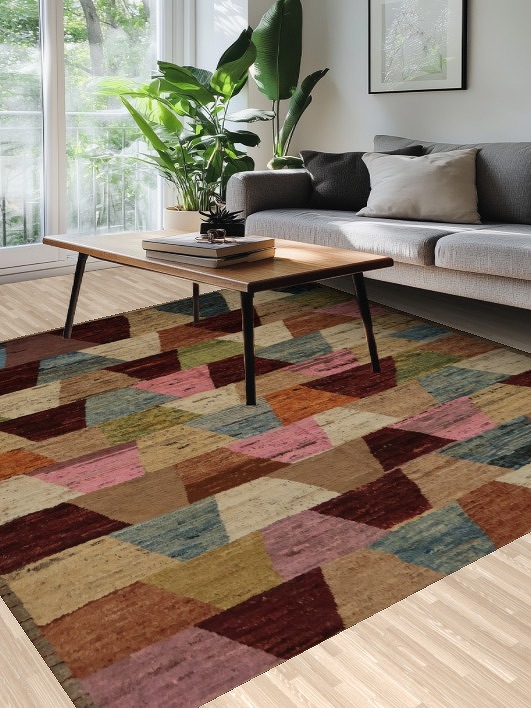 Vibrant Square Multi-Toned Geometric Moroccan Area Rug 9x9