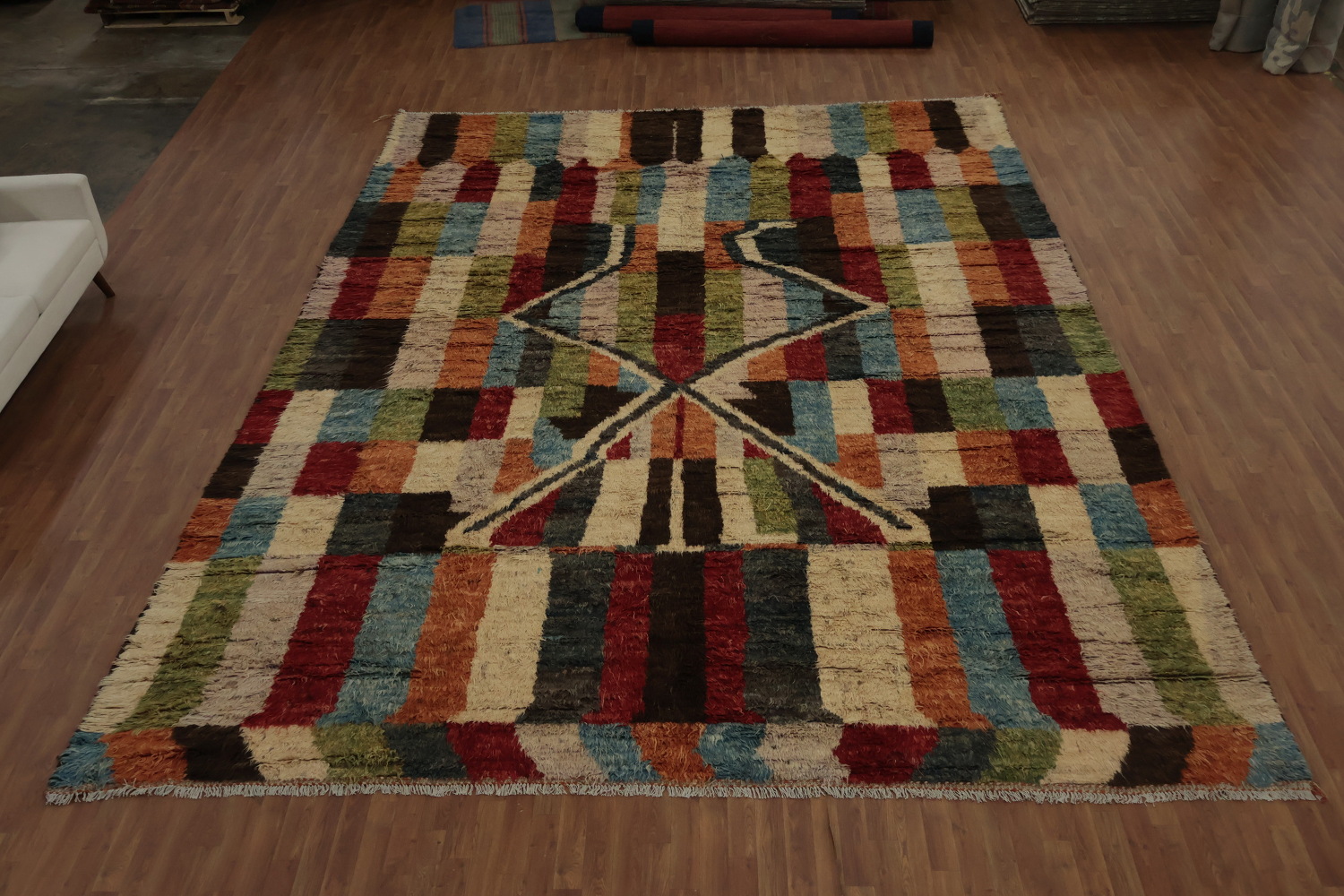 Dynamic Striped Moroccan Large Rug 12x17 with Eye-Catching Design