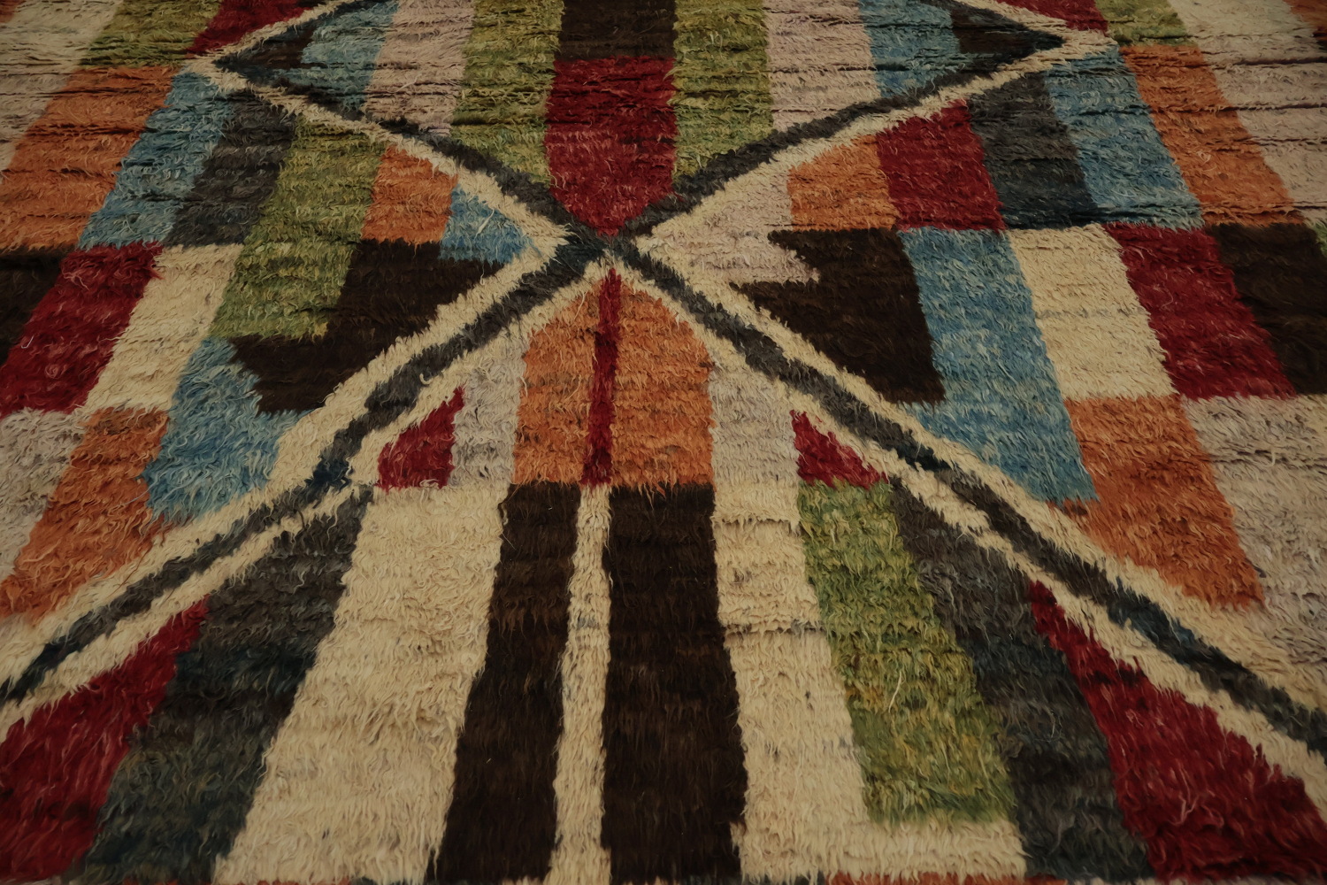 Dynamic Striped Moroccan Large Rug 12x17 with Eye-Catching Design