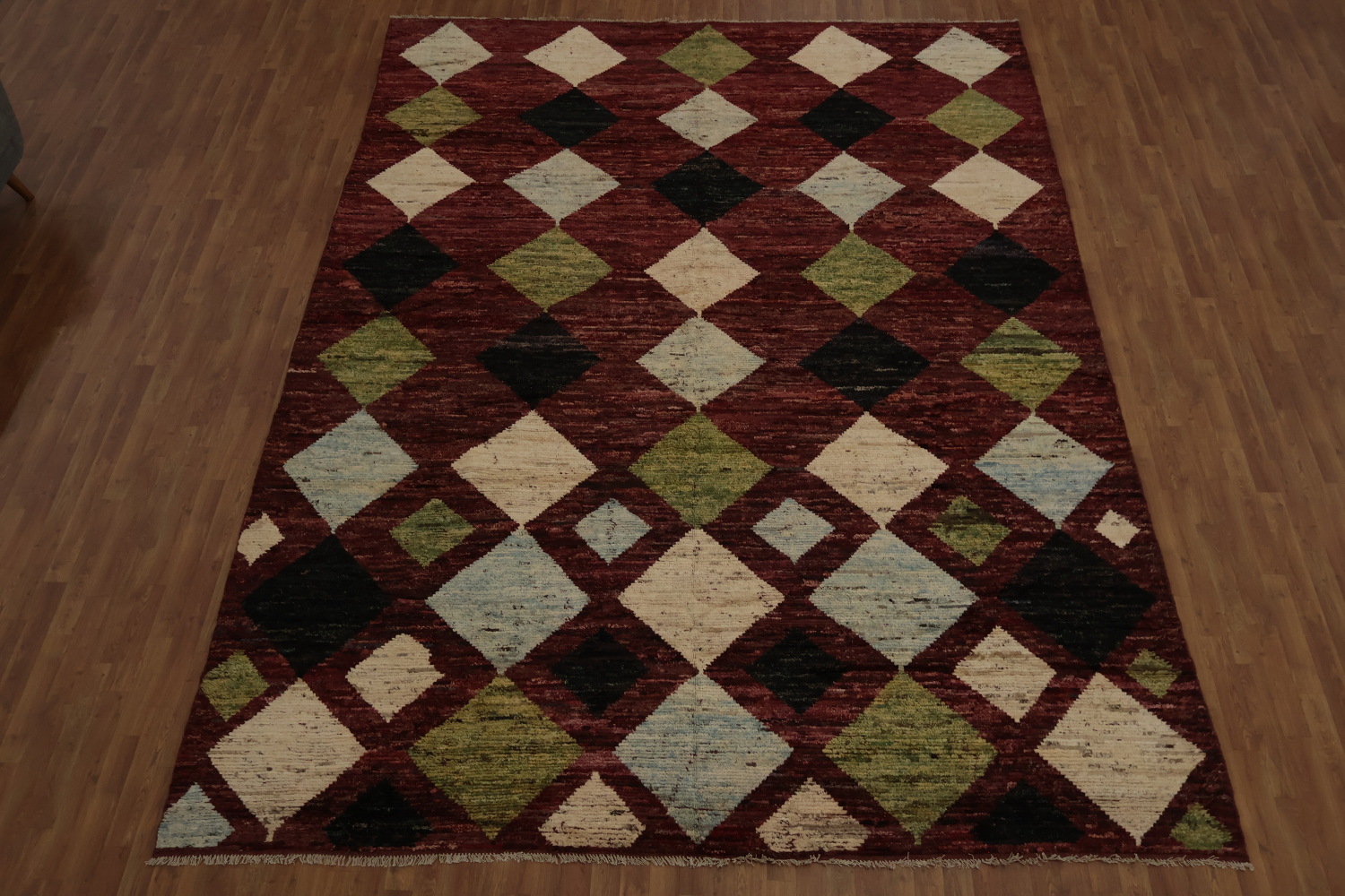 Bold Geometry Multi-Tone Diamond Moroccan Large Rug 10x14