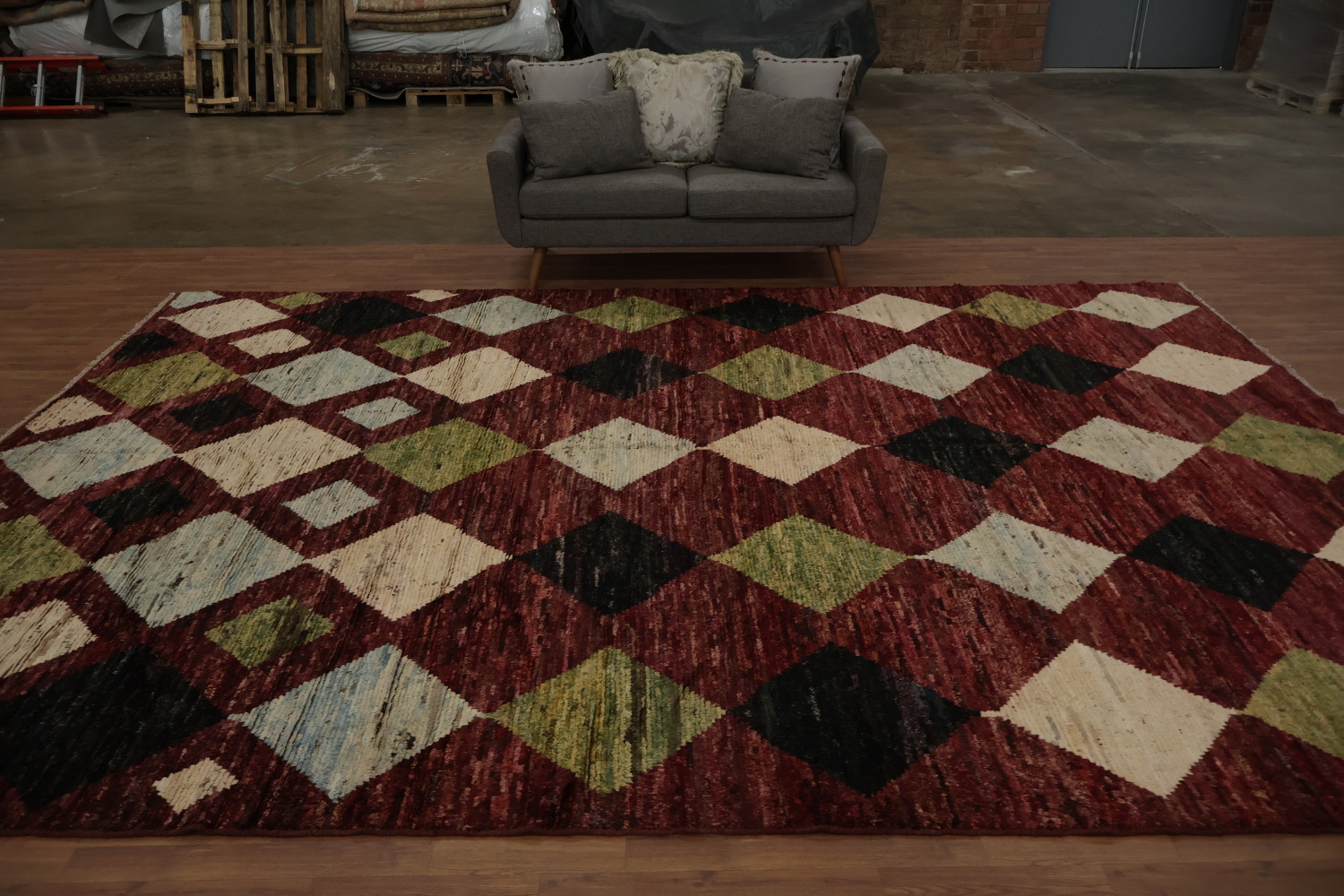 Bold Geometry Multi-Tone Diamond Moroccan Large Rug 10x14