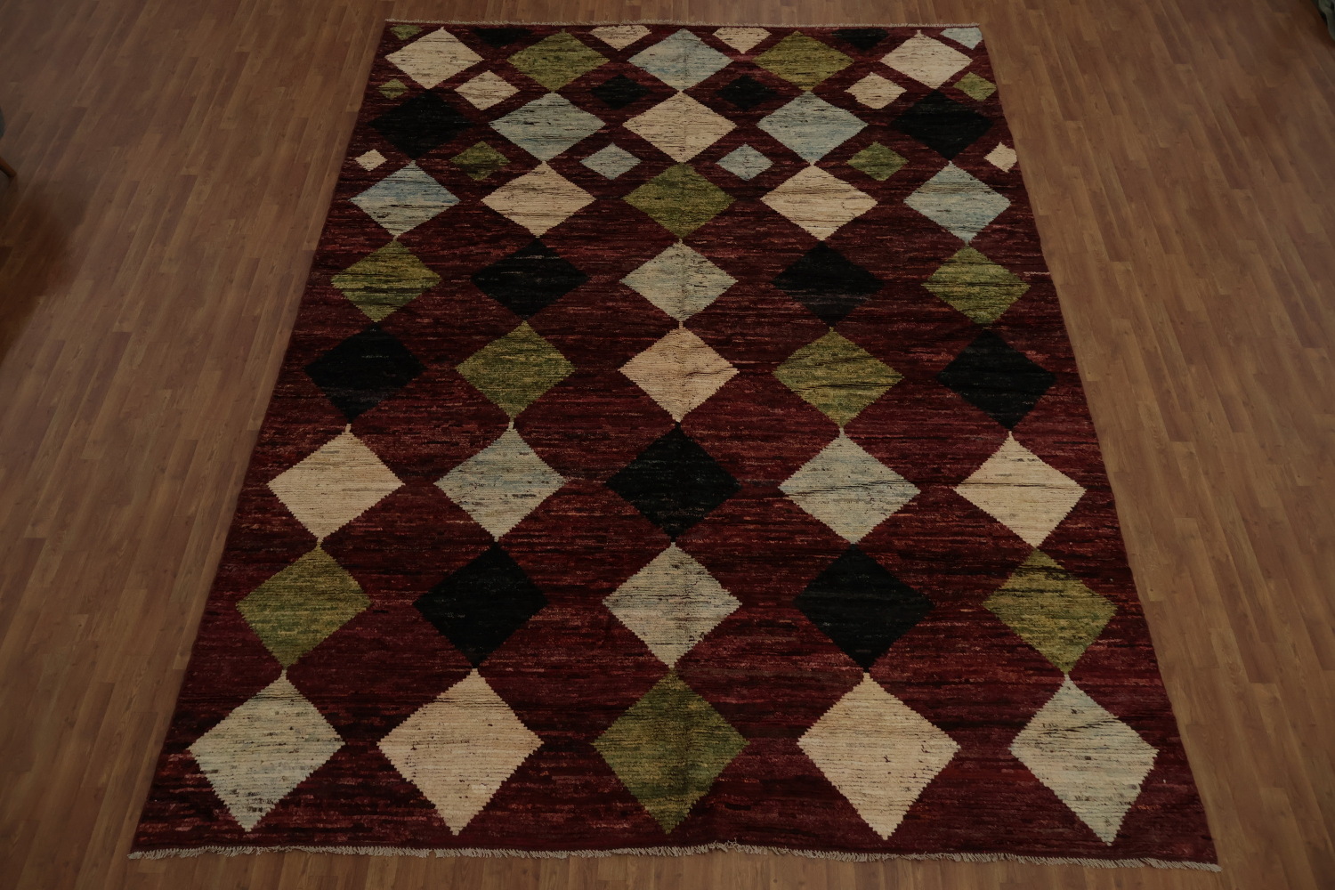 Bold Geometry Multi-Tone Diamond Moroccan Large Rug 10x14