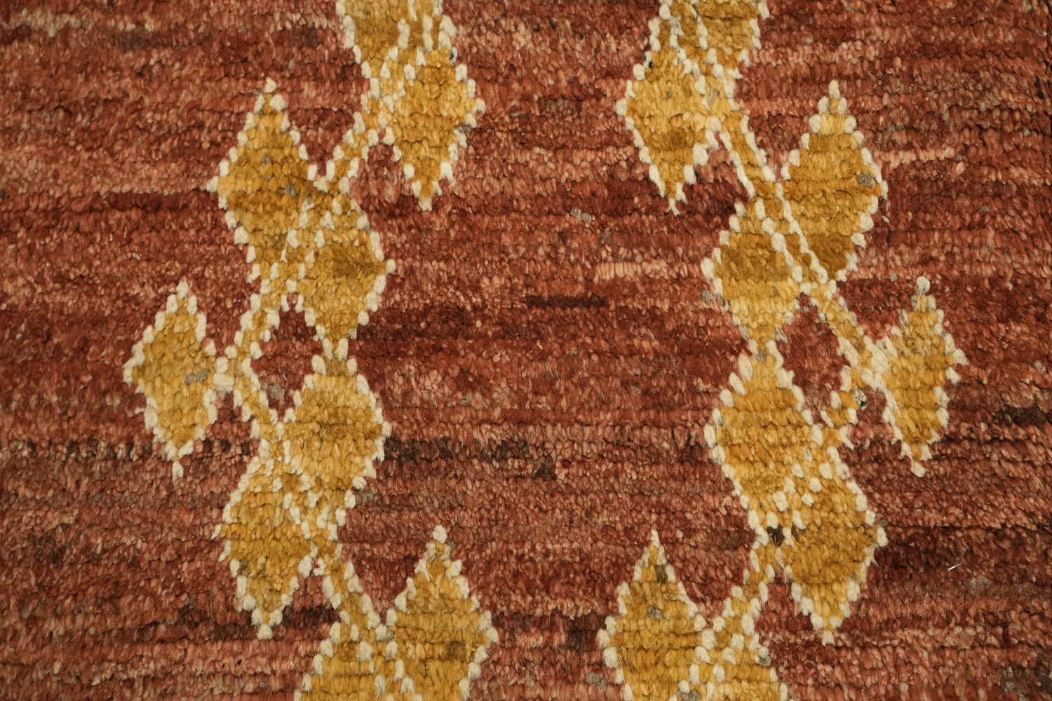 Rustic Moroccan Rug with Symmetrical Diamond Motifs and Warm Colors 6x8
