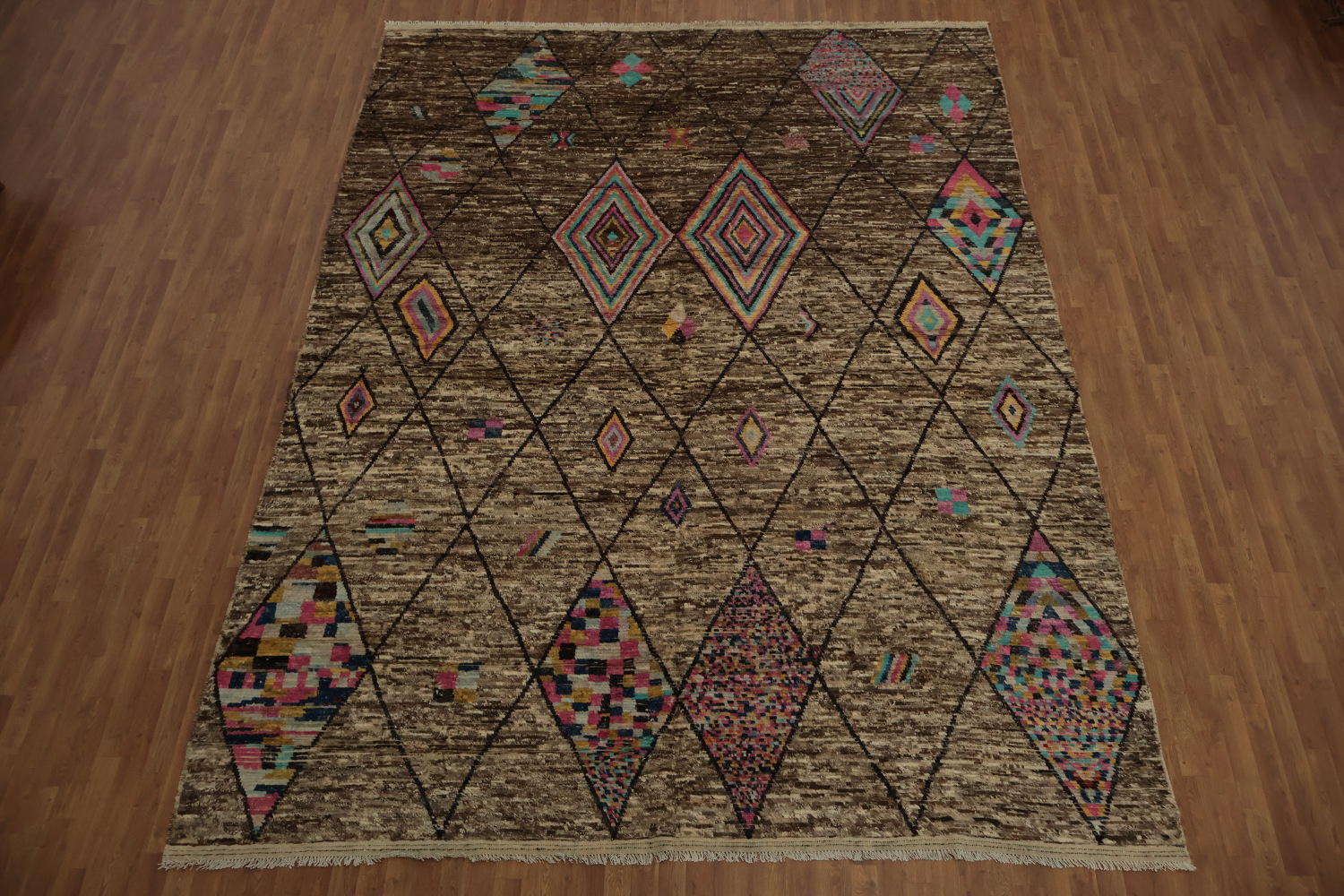 Chic Diamond Motifs Moroccan Large Area Rug 10x14 for Living Rooms