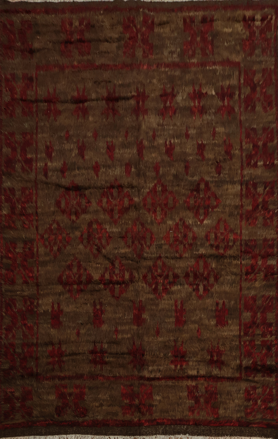 Rich Textures Brown and Red Moroccan Berber Area Rug 8x11