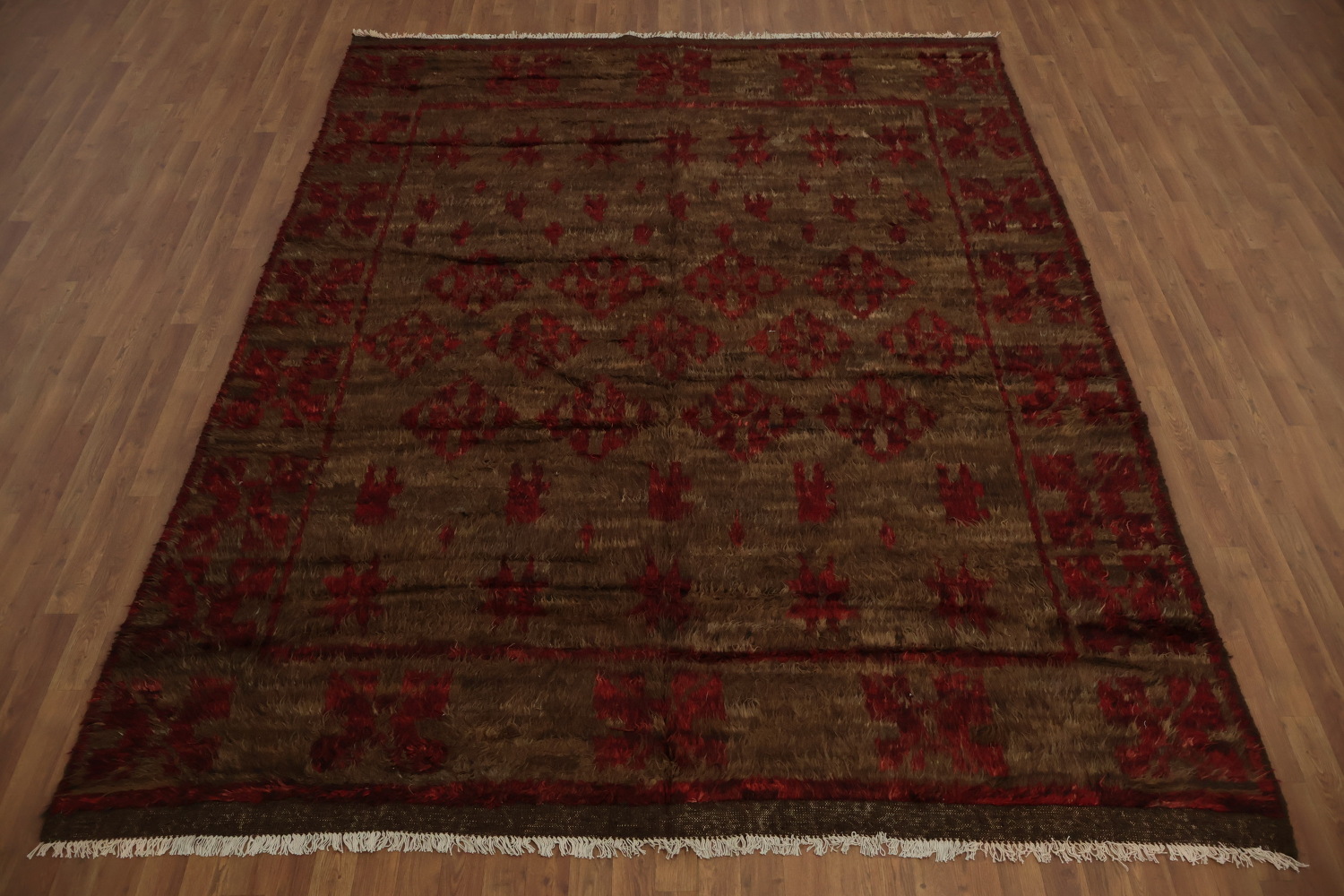 Rich Textures Brown and Red Moroccan Berber Area Rug 8x11
